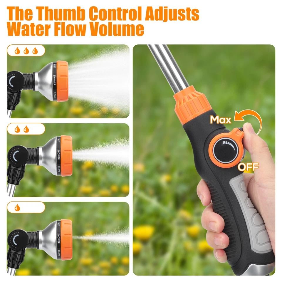 Durable Heavy Duty Watering Wand, Garden Hose, Spray Patterns, Nozzle Sprayer