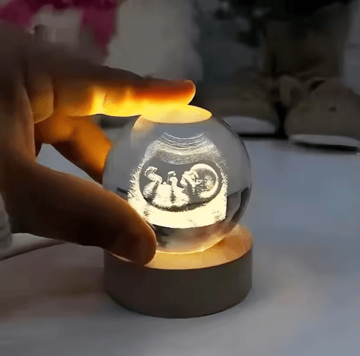 Personalized Ultrasound Crystal Ball Laser Engraved Baby Keepsake Sphere