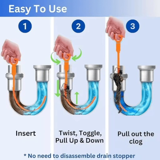 Pipe Dredging Brush Drain Cleaner Tool Bathroom Sink Hair Remover Hook
