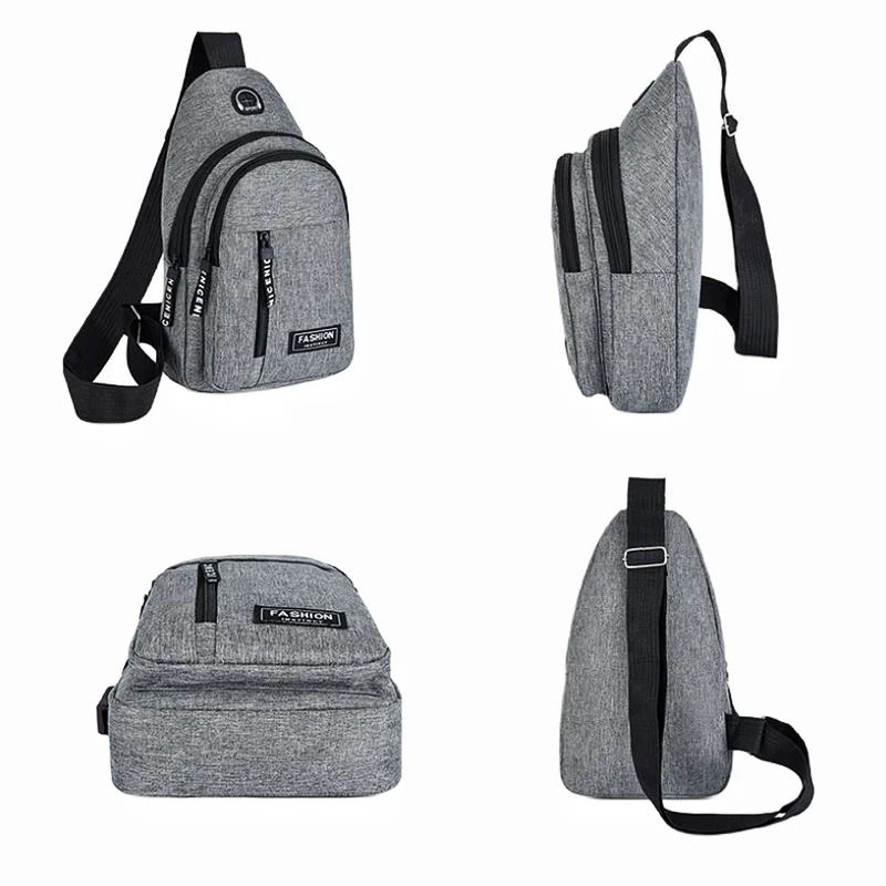 Mens Canvas Chest Bag Casual Crossbody Messenger Satchel