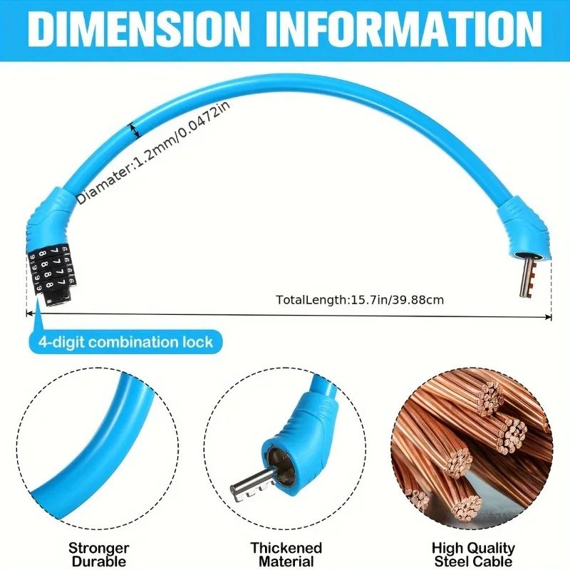 4 Digit Combination Bicycle Cable Lock