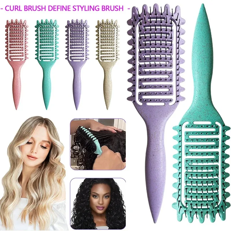 Hollow Out Detangling Hair Brush, Curl Define Styling Brush, Shaping Curls Barber Hairdressing Tools