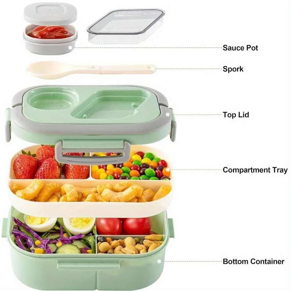 40.5 Oz Bento Lunch Box Leakproof 4 Compartment Food Container