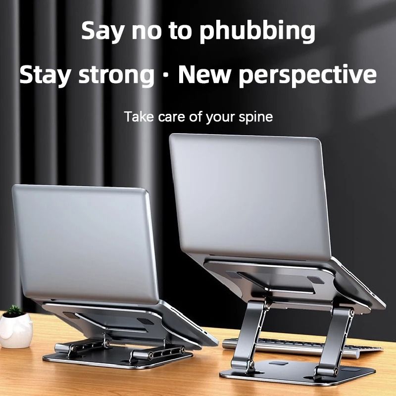 Adjustable Aluminum Alloy Cooling Laptop Stand with Keyboard Storage