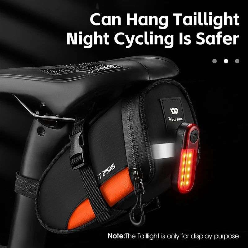 WEST BIKING Reflective Waterproof Bike Saddle Bag 1.2L Ultralight Tail Bag