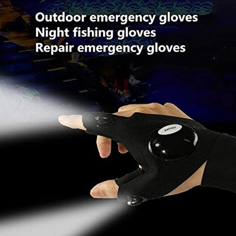 LED Lighting Fingerless Flashlight Gloves