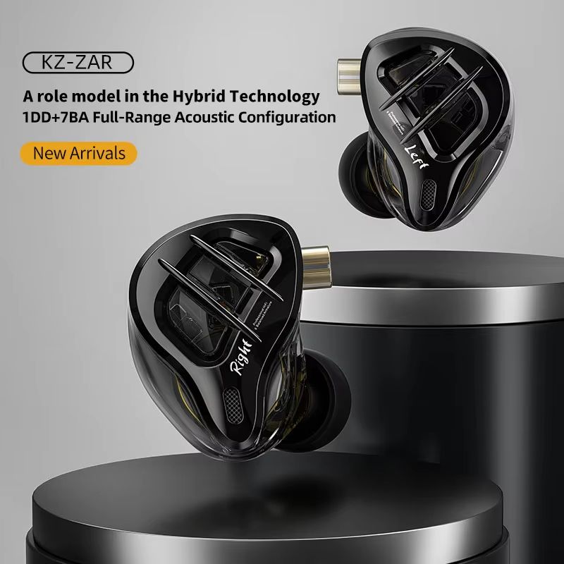 KZ ZAR Hybrid Driver In-ear Monitor – 1DD + 7BA HiFi Wired Headphones