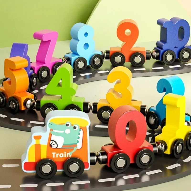 Montessori Magnetic Wooden Train Set – 12 Pcs/Set Colorful Learning & Number Toy