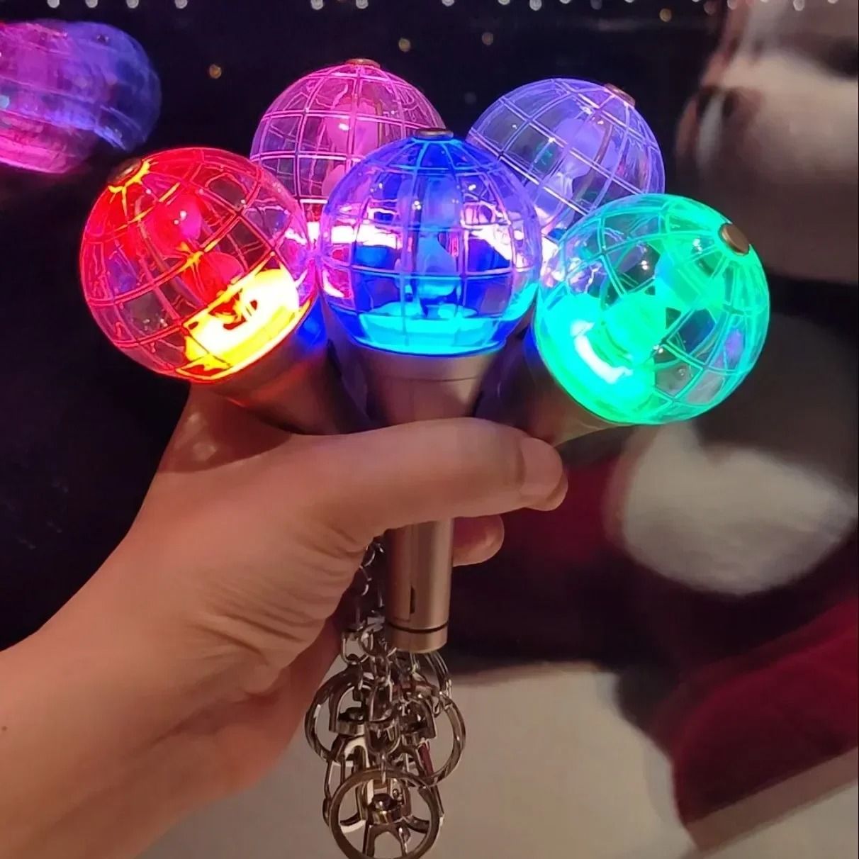 Kpop Mini Light Stick Keychain with Battery Powered Creative Light Up Keyring Gift
