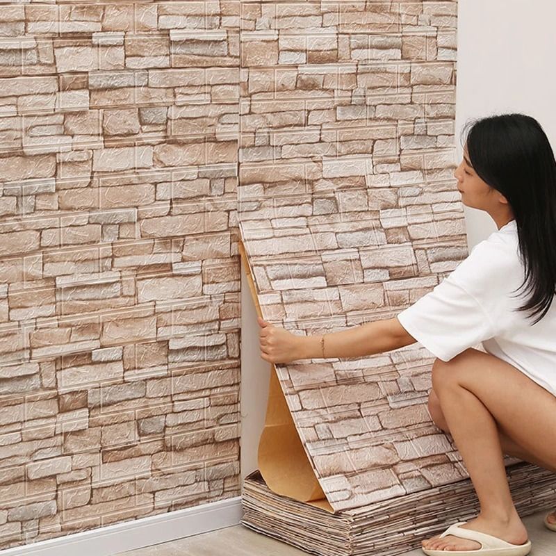 3D Realistic Imitation Brick Wall Panels – Waterproof Self-Adhesive DIY Wallpaper for Living Room & Bedroom Decor