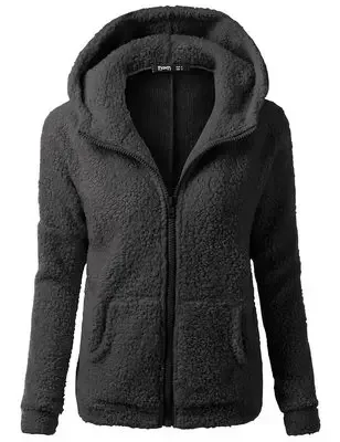 Autumn Winter Warm Jacket, Women Hoodie Hooded, Casual Female Hoodies, Sweater Shirt Zipper Coat, Solid Soft Fleece