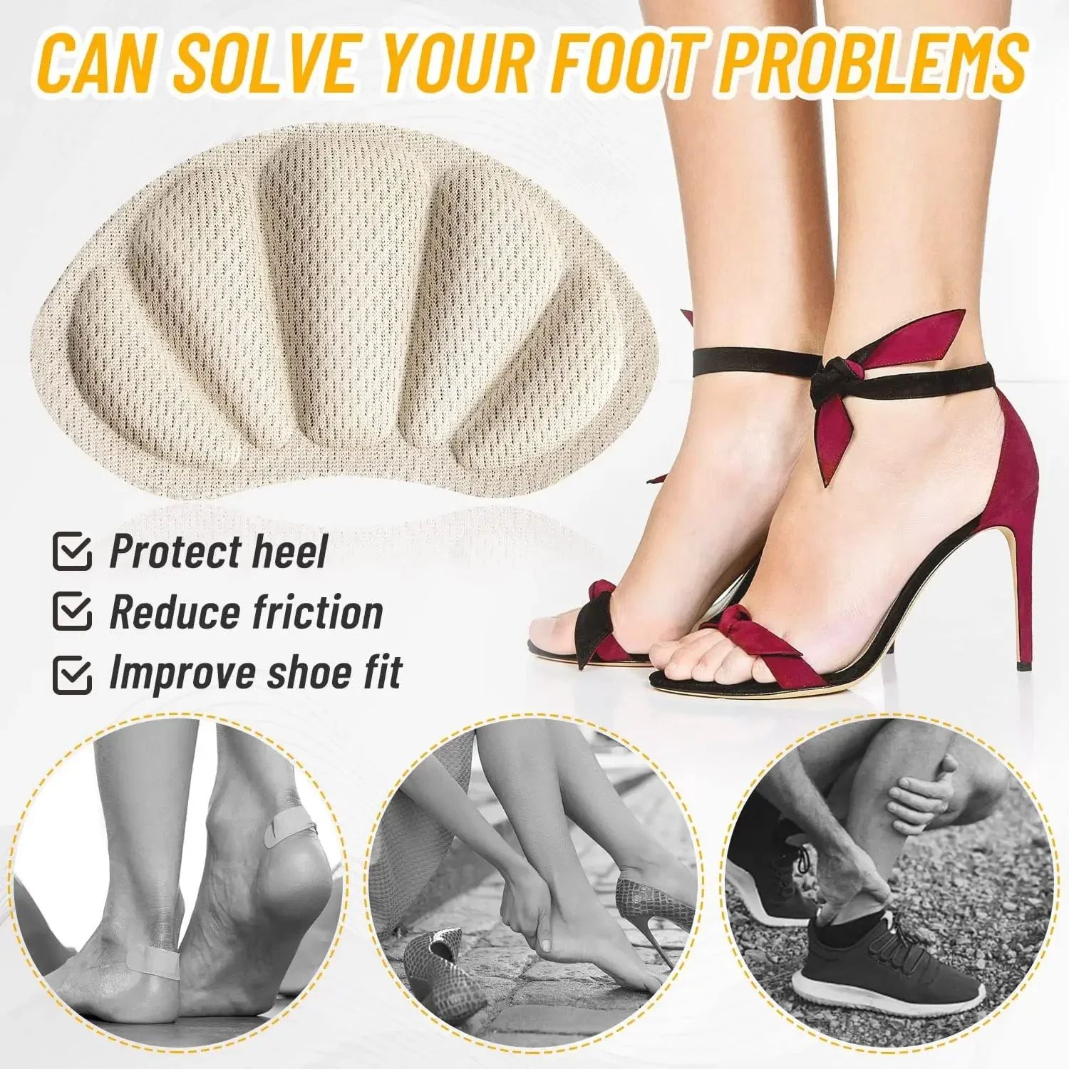 Self-Adhesive heel grips for Blister-Free Fit - Soft heel cushion pads for Sneakers, Heels & Boots