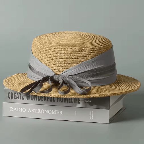 Wide Brim Paper Straw Sun Hat – UV Protection Beach Sun Visor Hat