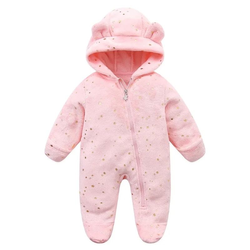 Thickened Fleece Bear Paw Star Jumpsuit