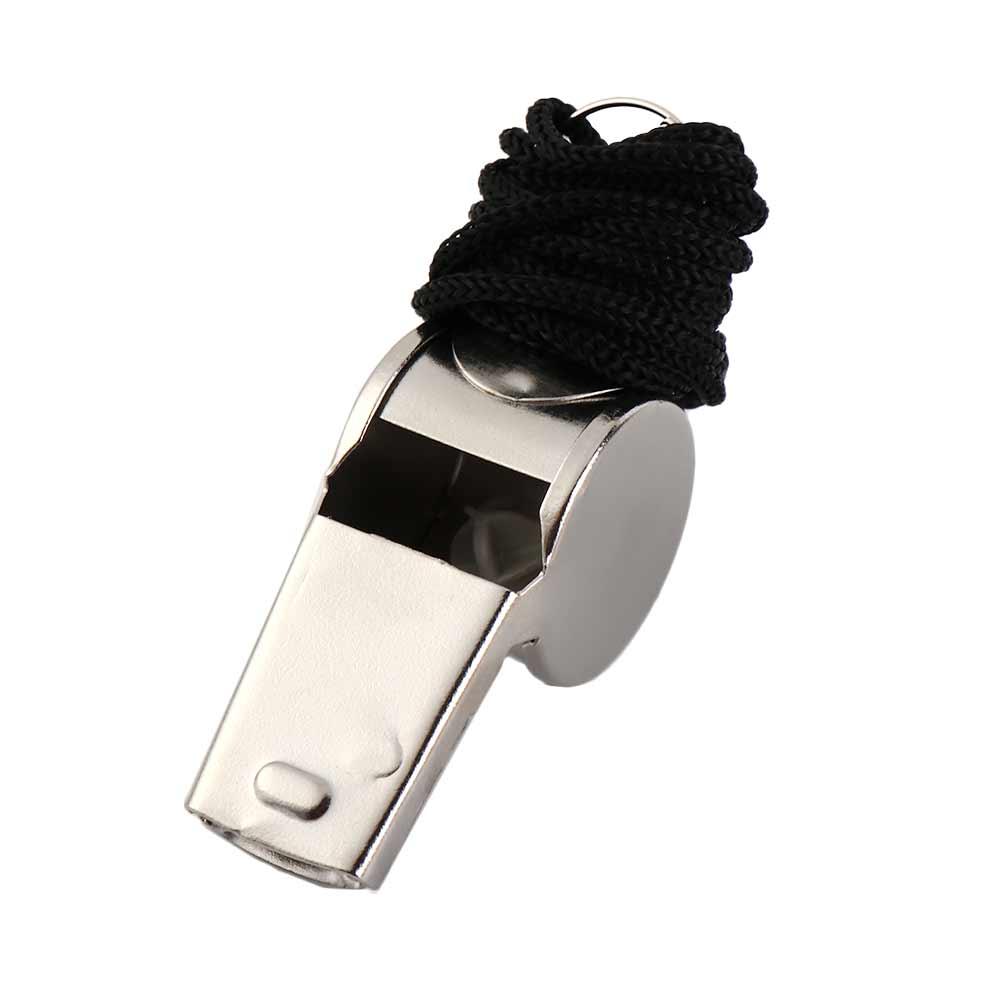 Stainless Steel Referee Whistle with Rope Durable, Wear-Resistant for Sports, Soccer & Rugby