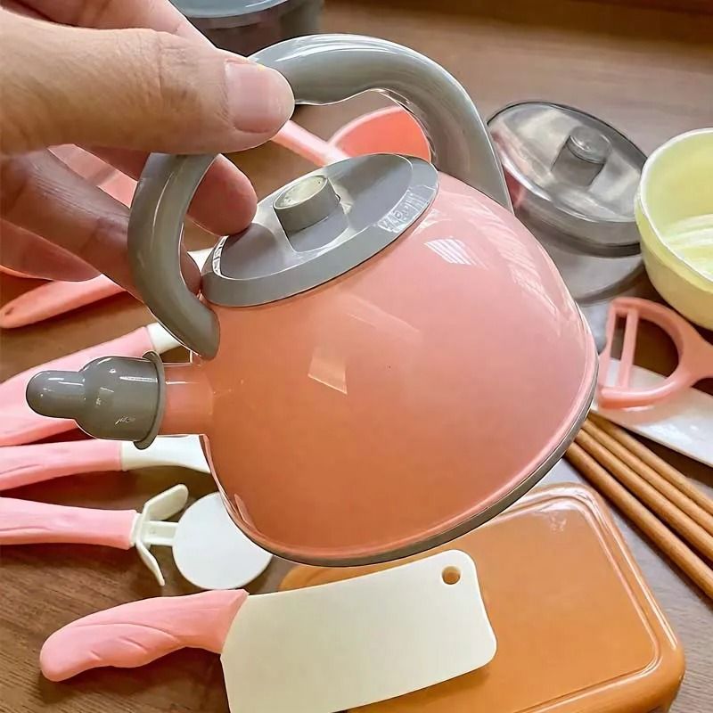 Kids Kitchen Toy Set 28 PCS Play Kitchen Accessories Cooking Pretend Food Hot Play Pots