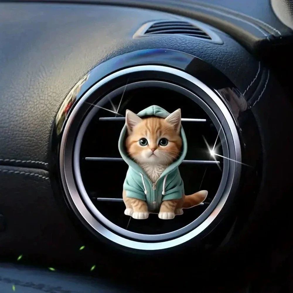 Cute Cat Car Air Freshener Vent Clip with Long Lasting Fragrance