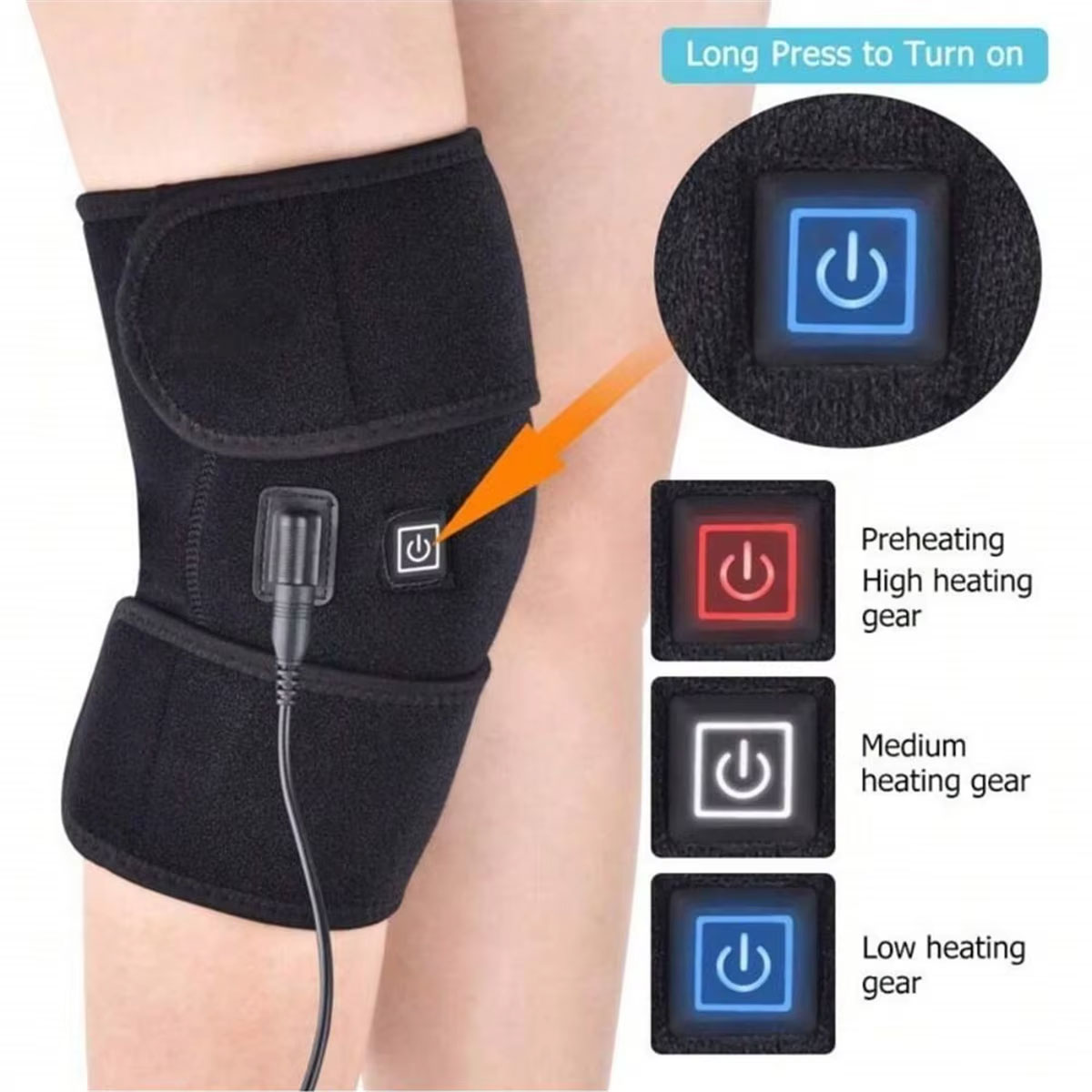 Adjustable 3D Heated Knee Pad, Rechargeable Heated Knee Massager with Heating Mode and Vibration