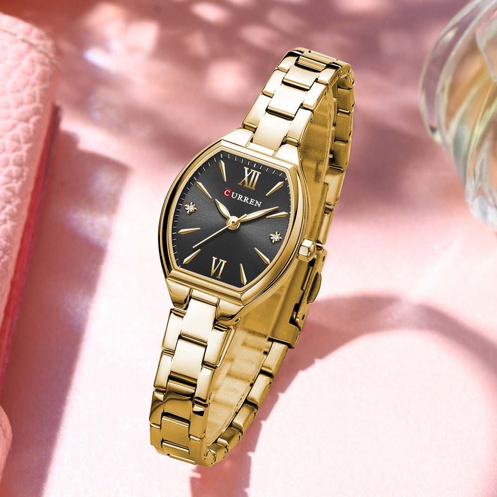 Women's Elastic Band Retro Quartz Watch, Fashionable Barrel-Shaped Elegant Design