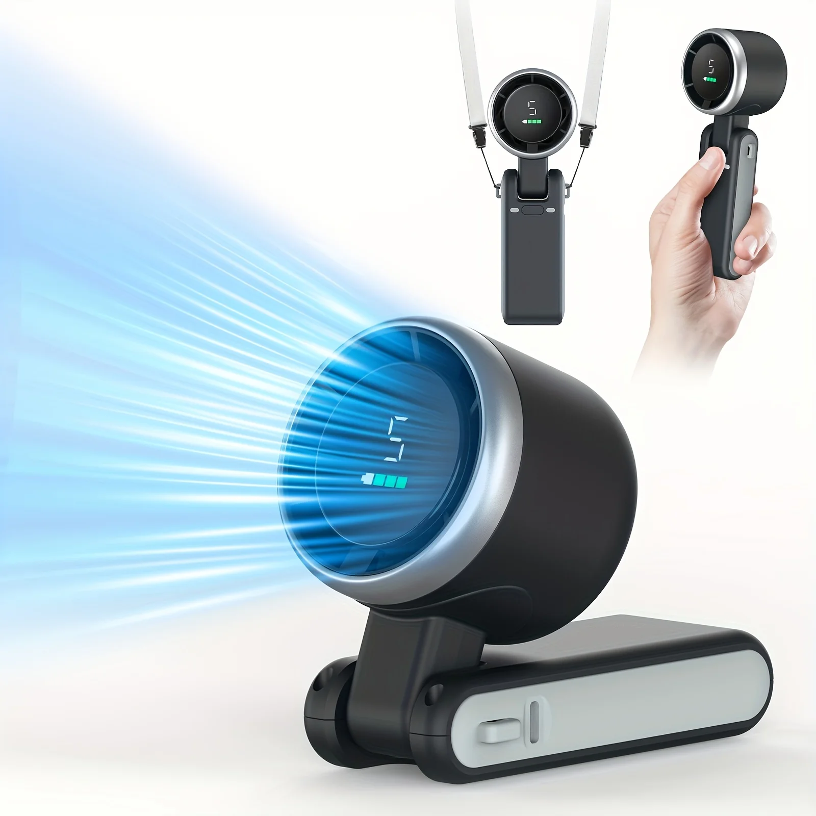 Portable Travel Mini Fan with speed Rechargeable Battery USB Charging