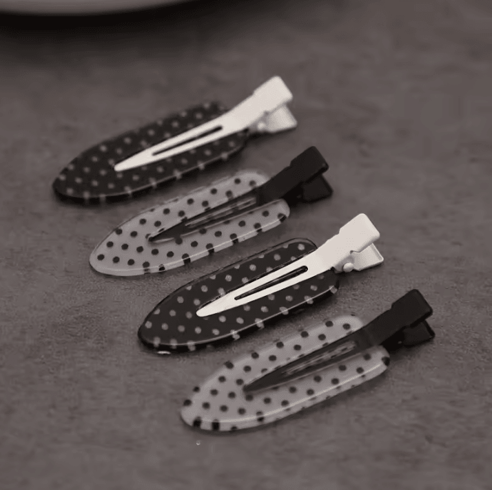 Black White Acrylic Hair Clips with Polka Dot Design, Polka Dot Hair Accessories and Minimalist Hair Clips