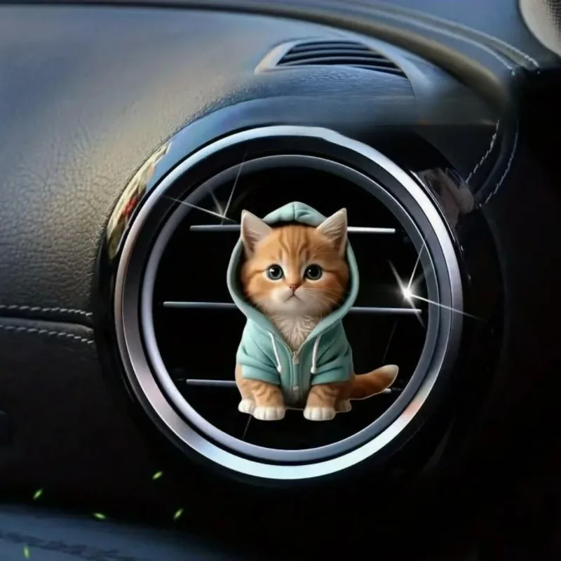 Cute cat acrylic car aromatherapy, long-lasting fragrance vent clip