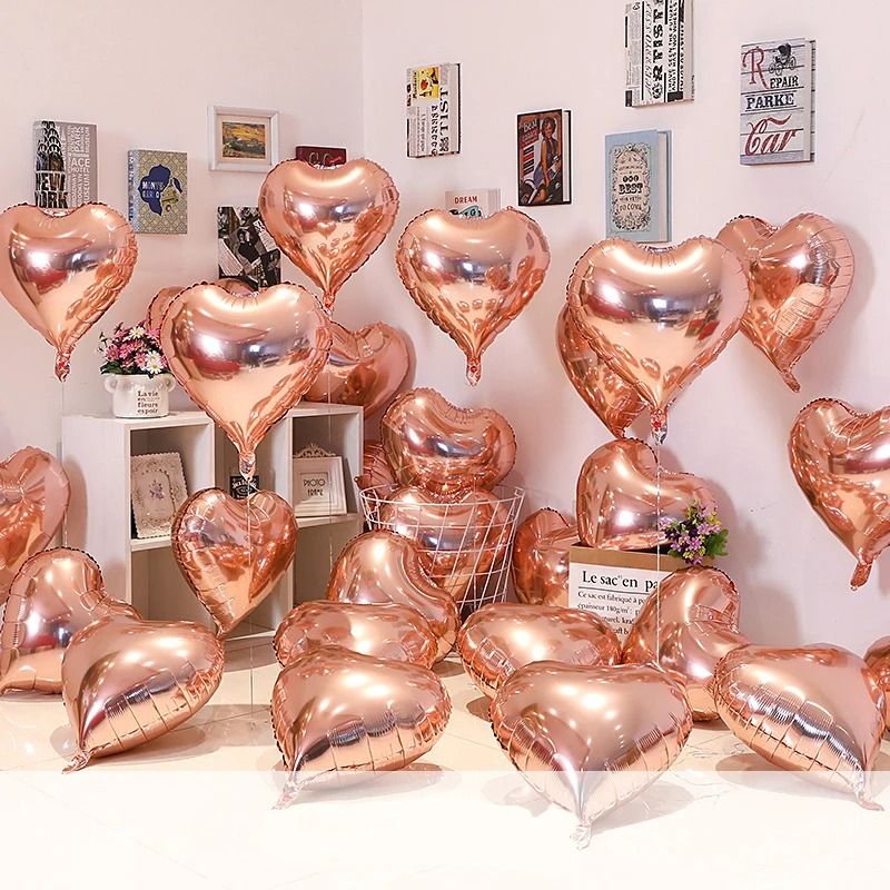 18-Inch Heart Foil Balloons – 10 Pcs Romantic Atmosphere Set