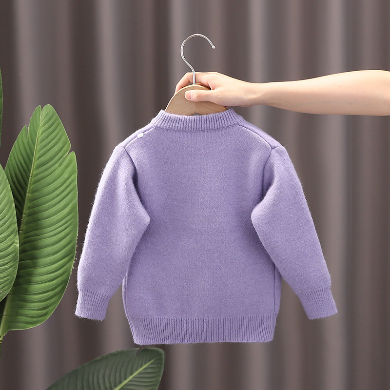 Baby Girl Autumn Knitted Coat, Infant Cotton Sweater Cardigan, Soft Kid Open Stitch Round Collar Coat 1-5 Years