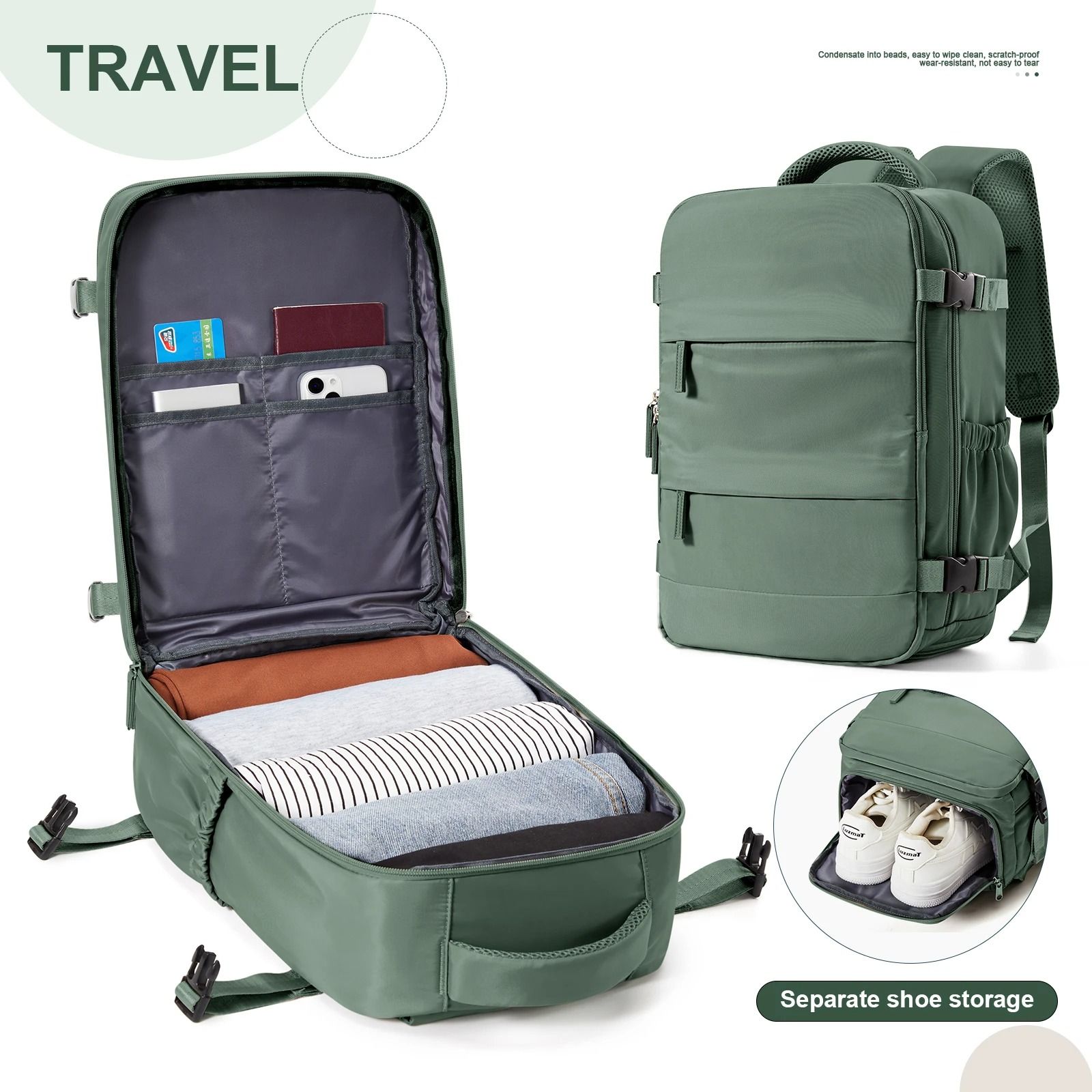 40x30x20 Cabin Travel Backpack with Laptop Compartment