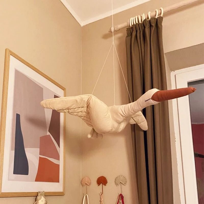 Swan Wall Hanging Plush Doll Fabric Cushion Nursery Decor