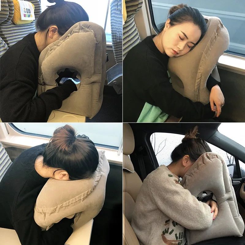 Premium Inflatable Travel Pillow & Airplane Neck Pillow Support Cushion