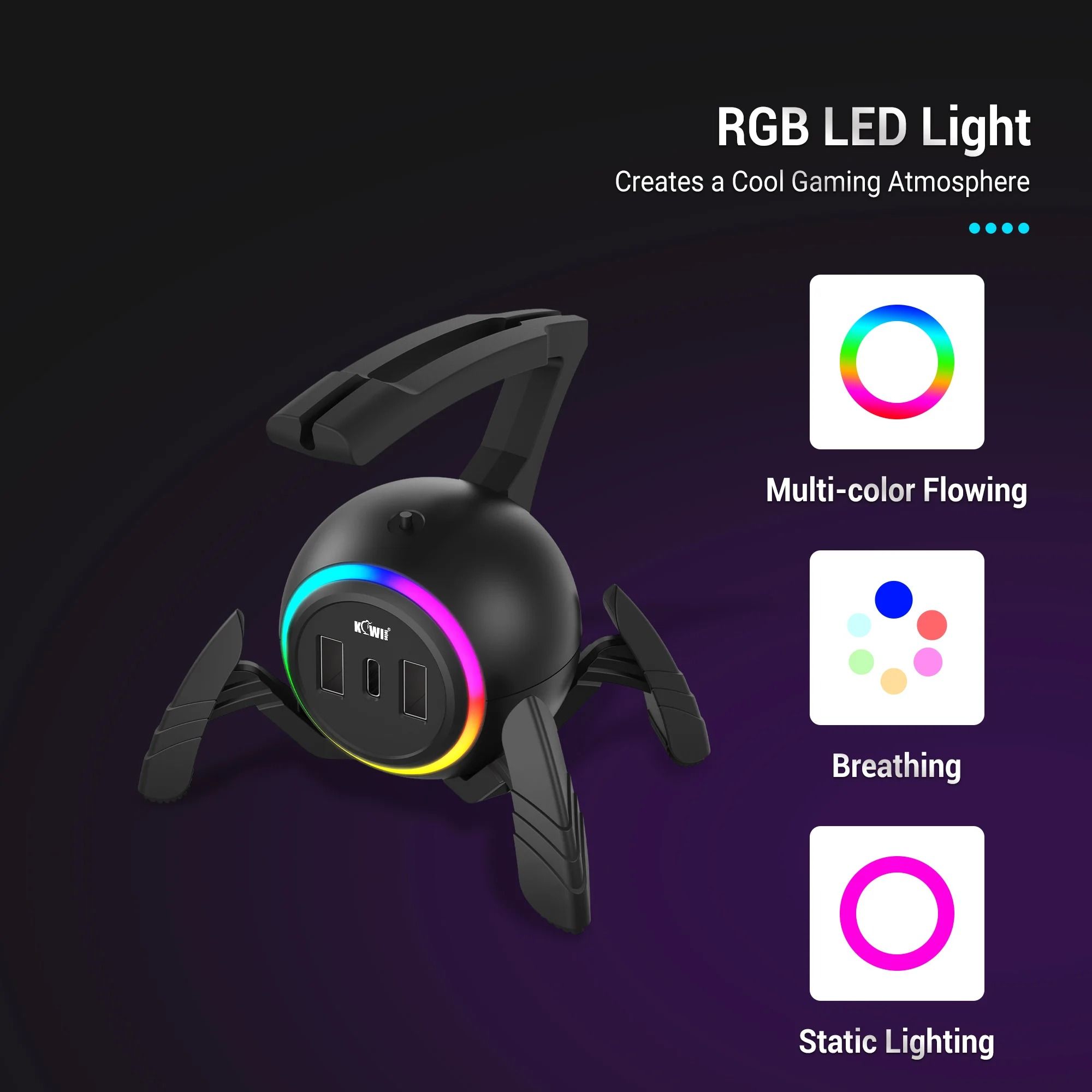 Spider RGB Mouse Bungee – High-Performance Gaming Cord Holder with USB Hub & Type-C Integration