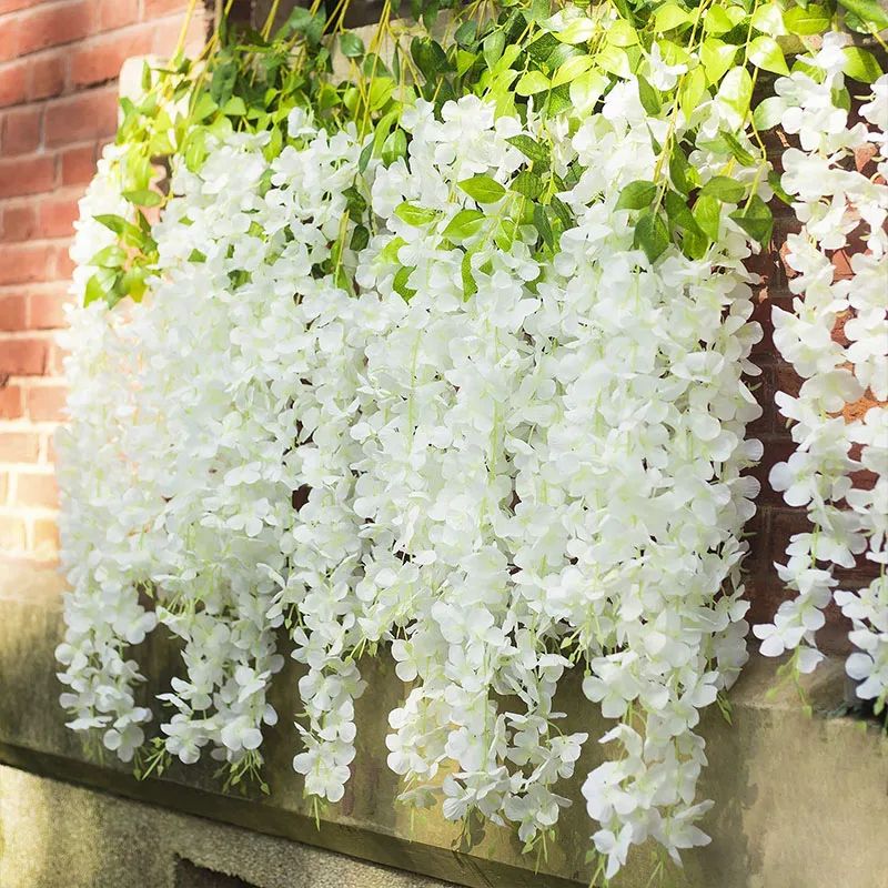 Luxe Cascading Artificial Wisteria Hanging Garland – Elegant Fake Vines for Weddings, Home & Event Decor
