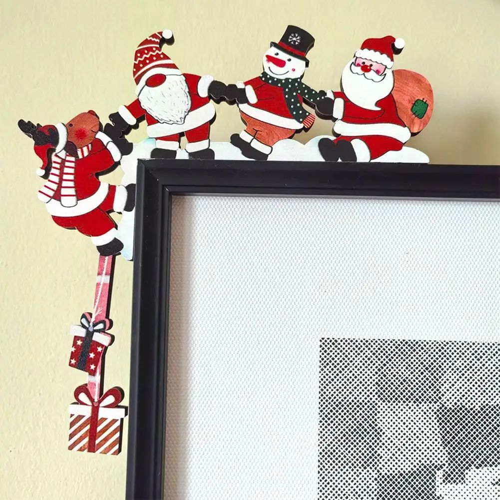Christmas Door Corner Decor Wooden Santa & Friends Door Frame Decoration