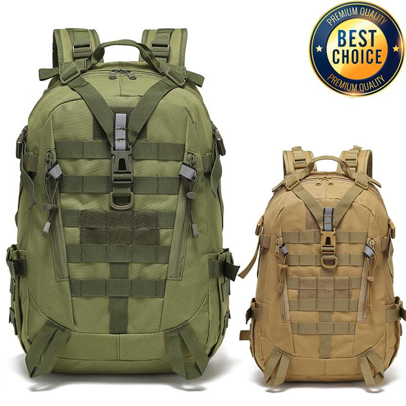 Tactical Reflective Backpack, Outdoor Molle Camouflage Rucksack, Hiking, Camping, Hunting, Travel, Assault Bag Knapsack