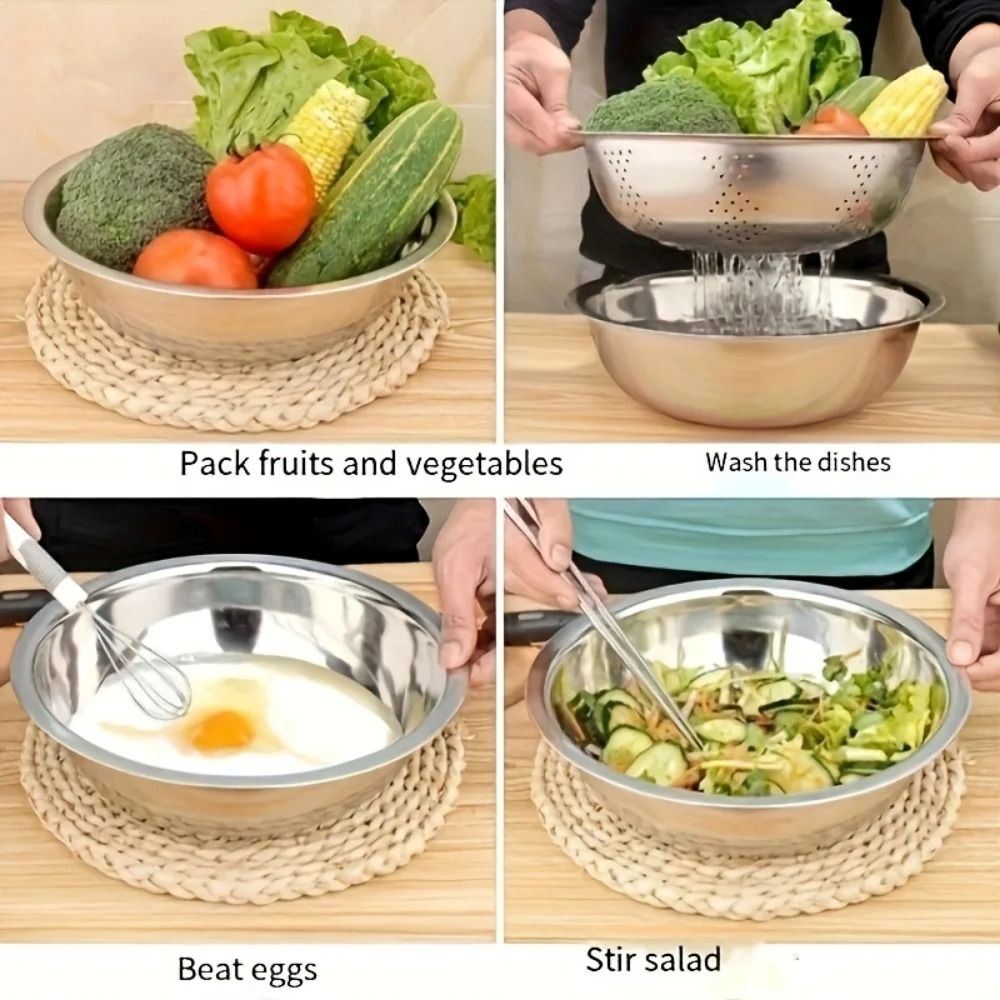Stainless Steel Kitchen Grater and Draining Bowl Set