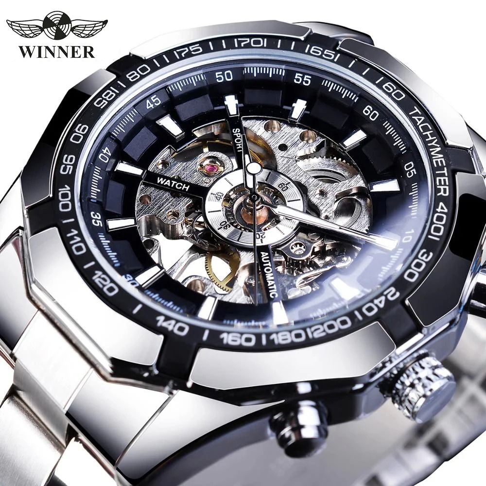 WINNER Classic Skeleton Watch for Men Luminous Mechanical Timepiece