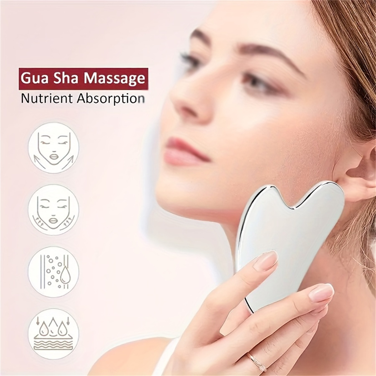 Metal Gua Sha Tool, Anti Aging Facial Sculpting Massager for Glowing Skin,Stainless Steel Skin Care Tool for Face & Neck