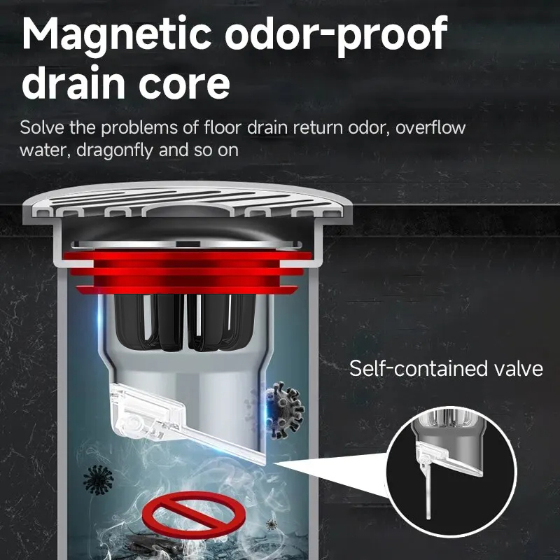 Backflow Preventer Shower Floor Drain, Odor Proof Floor Drain Valve for Kitchen, Bathroom, Toilet Sewer