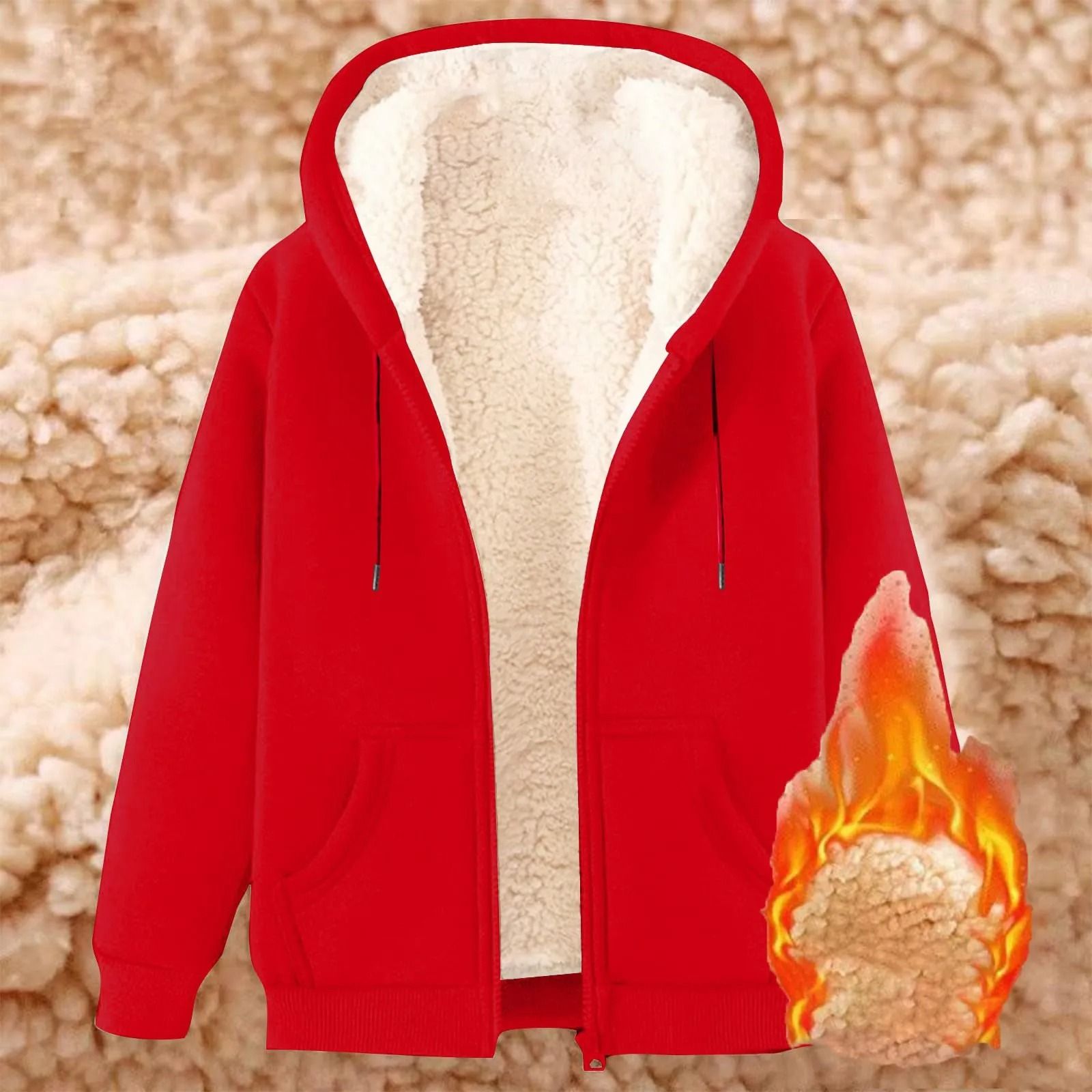 Womens Fleece Lined Zip Up Hoodie with Pockets