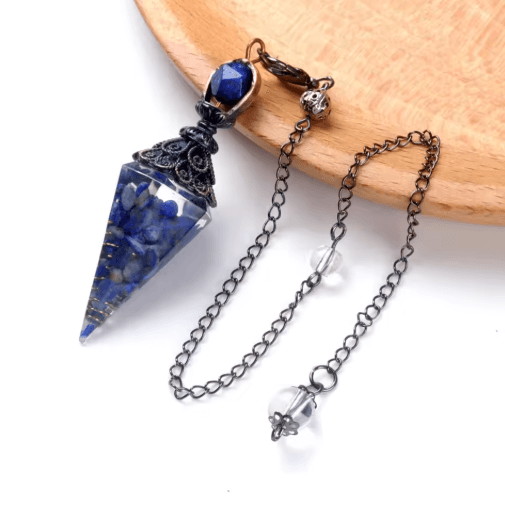 HarmonyStone Crystal Pendulum Necklace – Natural Chakra Crystal Pendant Hexagonal Cone