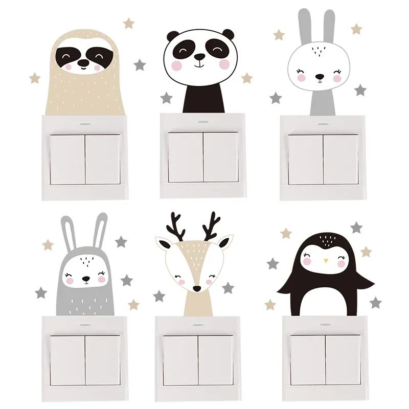 Cute Cartoon Animal Light Switch Wall Stickers Kids Room
