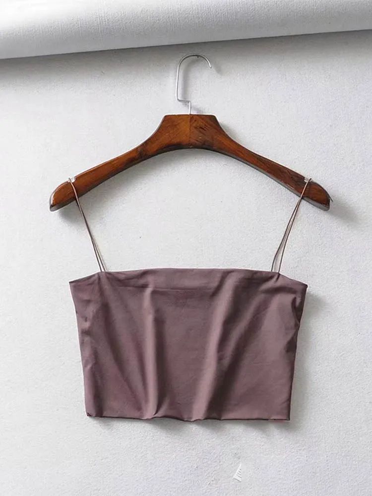 2024 Summer Sexy Elastic Cotton Crop Cami Tank Top for Women