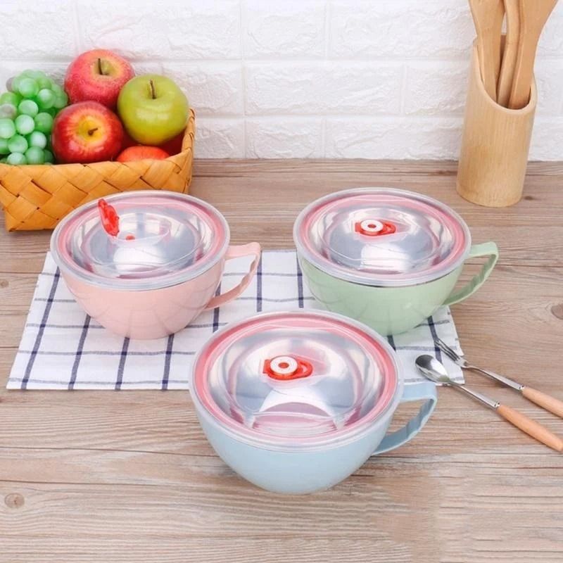 Stainless Steel Bowl with Handle Anti Scalding Instant Noodle Bowl
