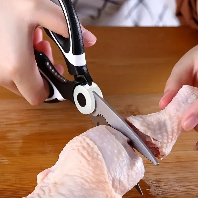 Multifunctional Stainless Steel Kitchen Scissors for Meat, Fish, and Poultry Cutting