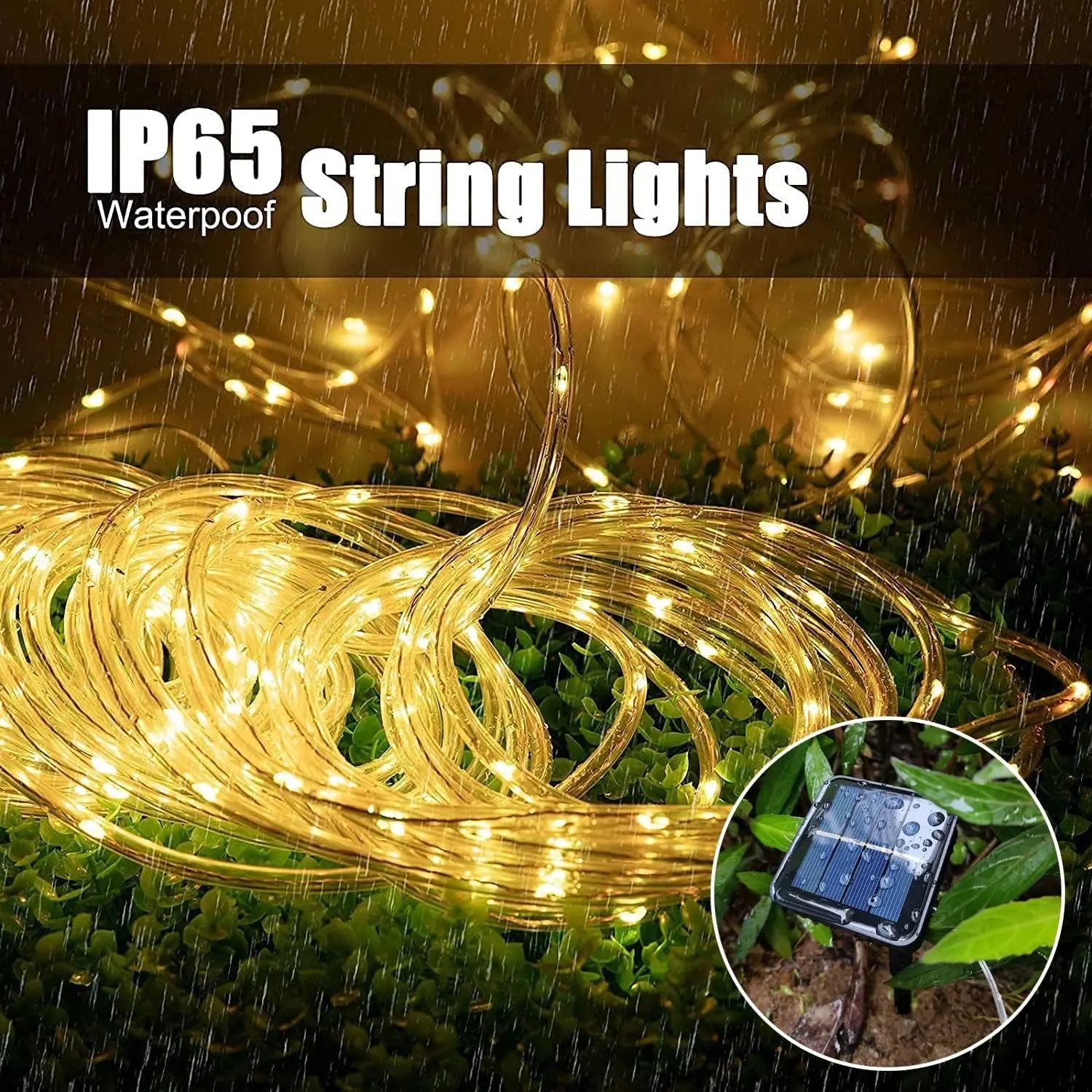 Solar String Lights Outdoor Waterproof LED Rope Lamp