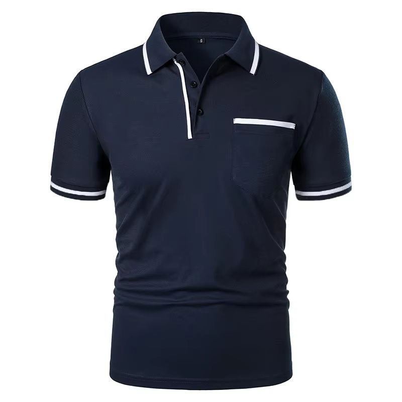 2025 Men's Casual Polo Shirt – Breathable Short Sleeve Summer Top with Pocket Design