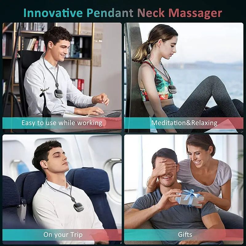 Mini Smart Hanging Neck Massager with Heat and EMS Pulse Relief