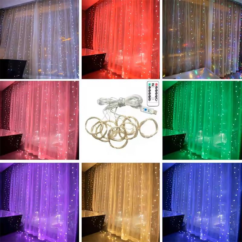 USB LED Curtain String Lights with 8 Modes