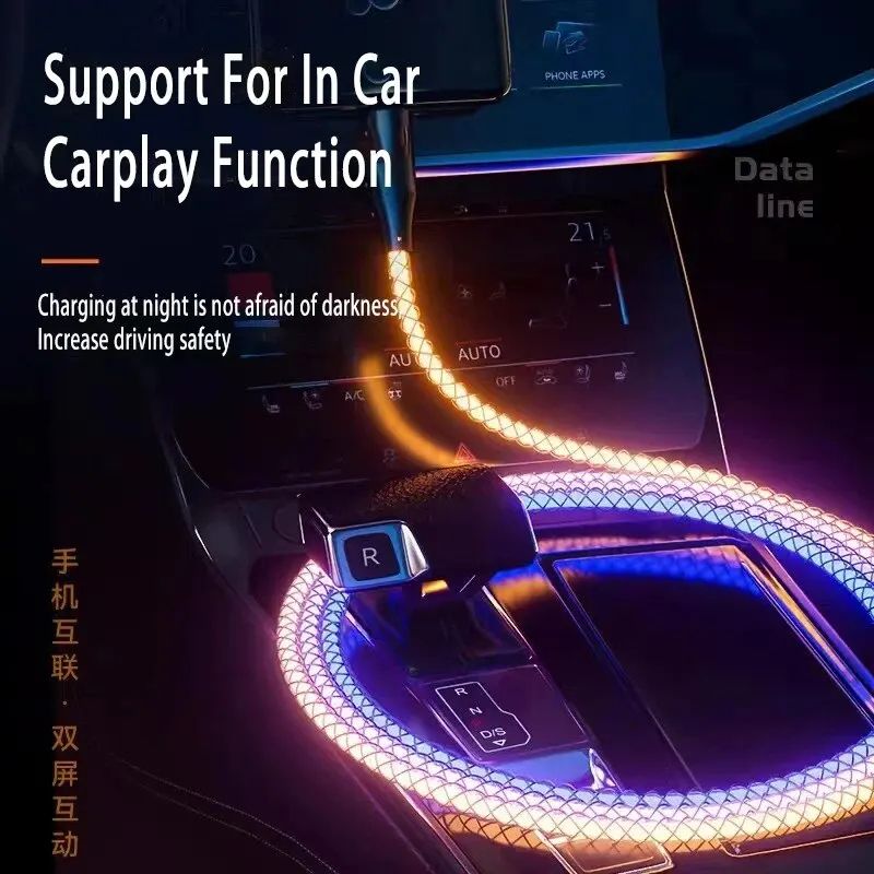 Ultra-Charge 6A Fast Charging 3 in 1 charging cable with RGB Light – Universal Multi-Device Sync & Power